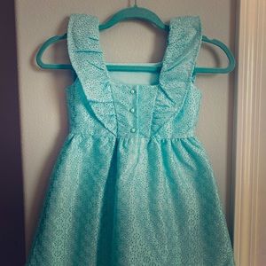 Girls Dress,  Minty Blue, Size  6